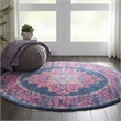 Nourison Passion 4' x Round Blue Fabric Bohemian Area Rug (4' Round)