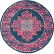 Nourison Passion 4' x Round Blue Fabric Bohemian Area Rug (4' Round)