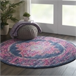 Nourison Passion 4' x Round Blue Fabric Bohemian Area Rug (4' Round)