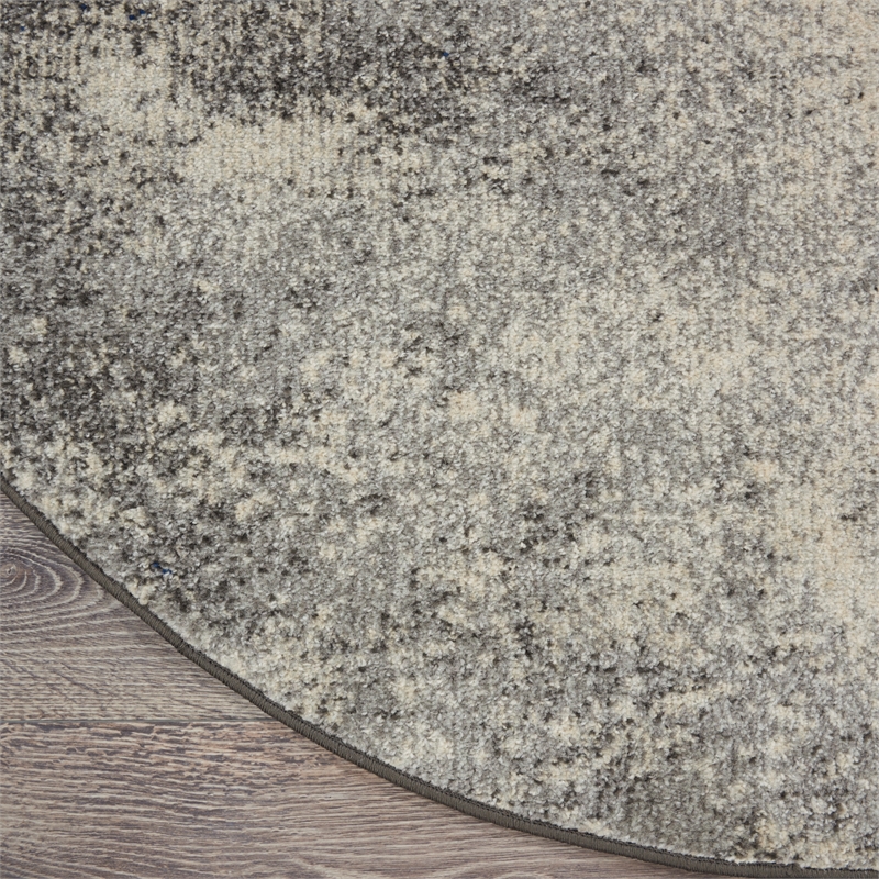 Nourison Passion 4' x Round Charcoal Ivory Fabric Modern Area Rug (4' Round)
