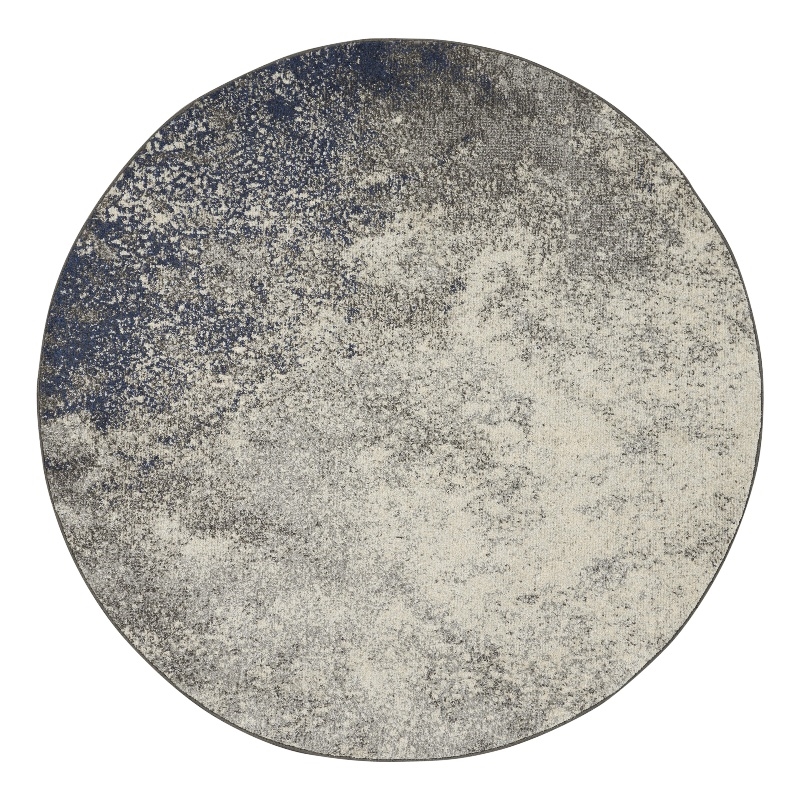 Nourison Passion 4' x Round Charcoal Ivory Fabric Modern Area Rug (4' Round)