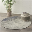 Nourison Passion 4' x Round Charcoal Ivory Fabric Modern Area Rug (4' Round)