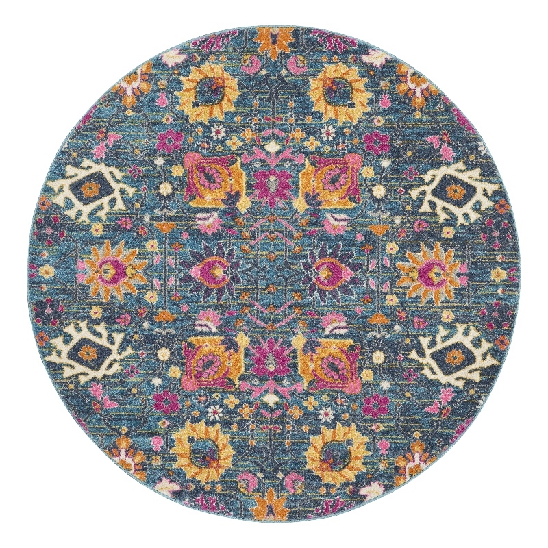 Nourison Passion 4' x Round Denim Fabric Bohemian Area Rug (4' Round)