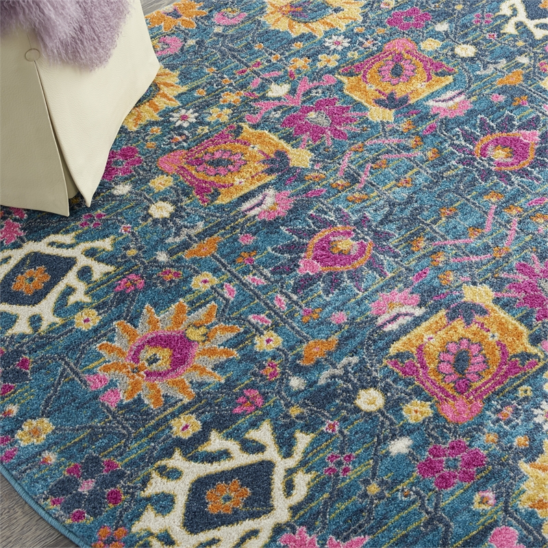 Nourison Passion 4' x Round Denim Fabric Bohemian Area Rug (4' Round)