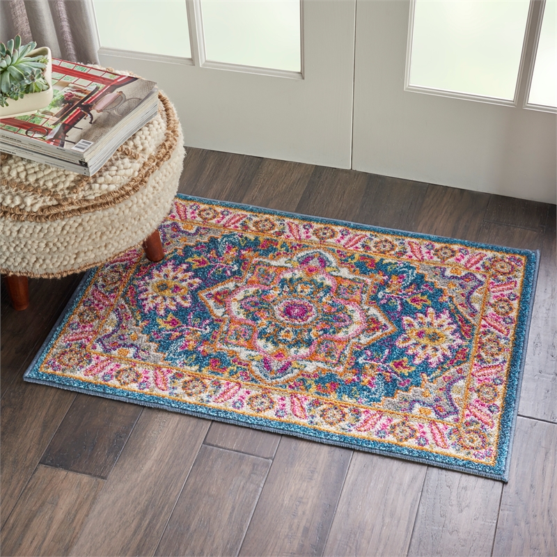 Nourison Passion 2' x 3' Teal Multicolor Fabric Bohemian Area Rug (2' x 3')