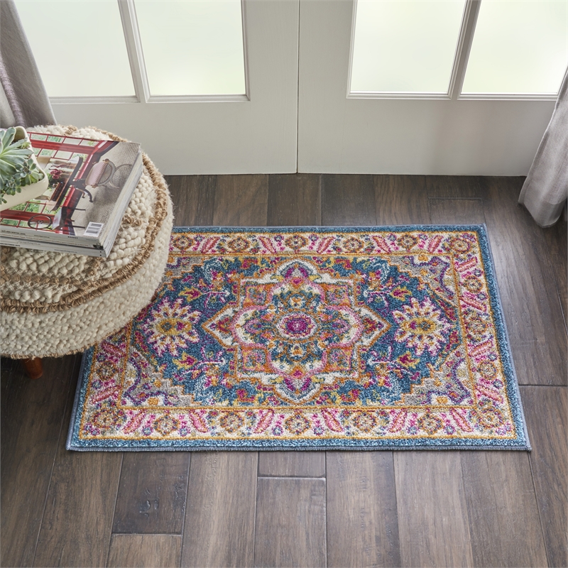 Nourison Passion 2' x 3' Teal Multicolor Fabric Bohemian Area Rug (2' x 3')