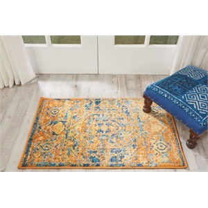 Nourison Passion 1'10&quot x 2'10&quot Teal/Sun Vintage Indoor Rug