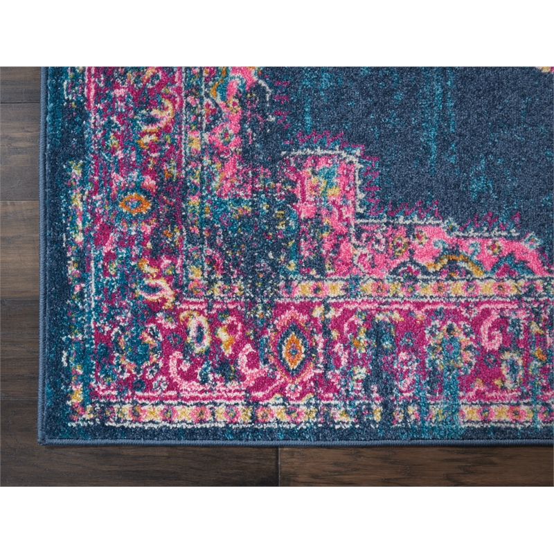 Nourison Passion 6' Runner Blue Fabric Bohemian Area Rug (6' Runner)