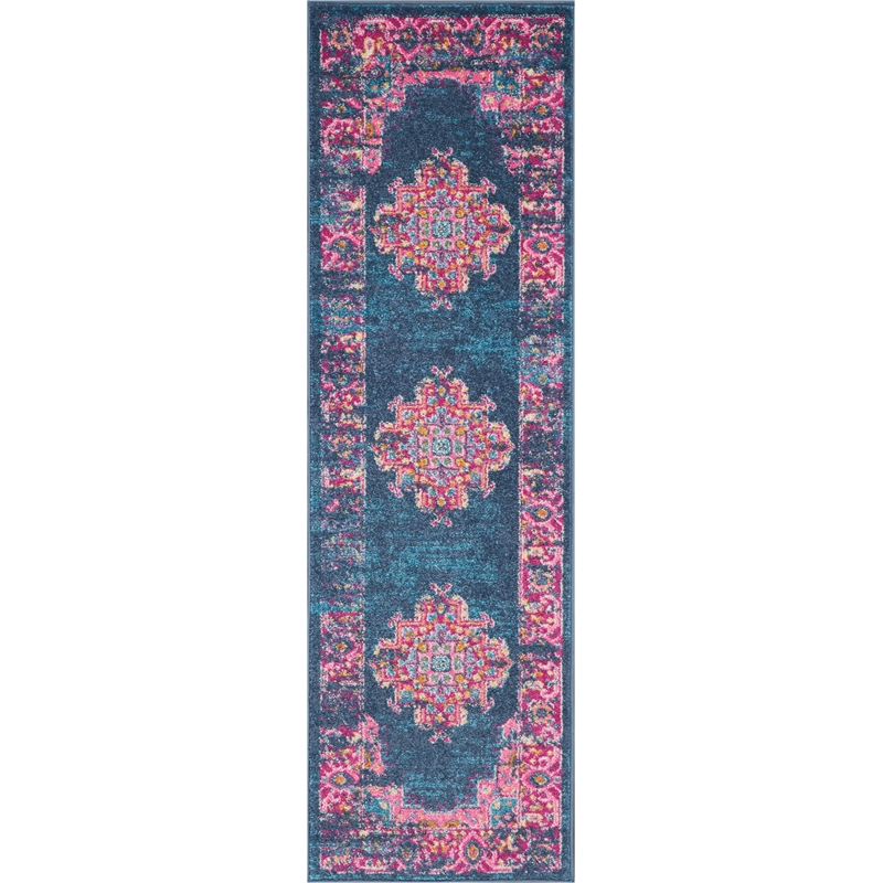 Nourison Passion 6' Runner Blue Fabric Bohemian Area Rug (6' Runner)