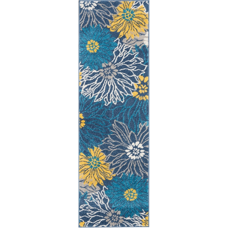 Nourison Passion 6' Runner Blue Fabric Contemporary Area Rug (6' Runner)