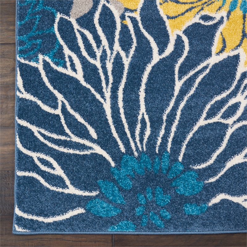 Nourison Passion 6' Runner Blue Fabric Contemporary Area Rug (6' Runner)