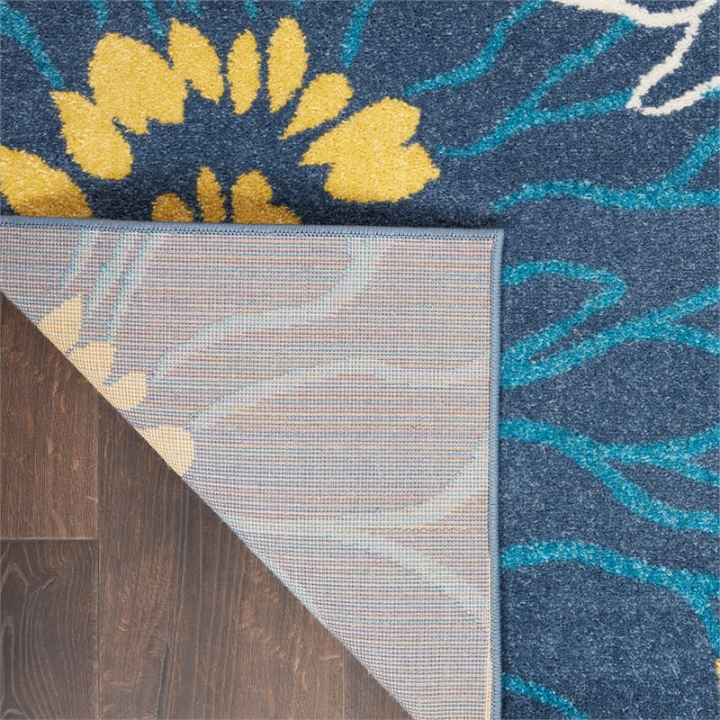 Nourison Passion 6' Runner Blue Fabric Contemporary Area Rug (6' Runner)