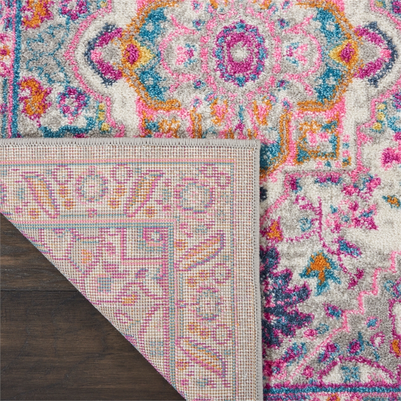 Nourison Passion 10' Runner Gray and Pink Fabric Bohemian Area Rug (10' Runner)