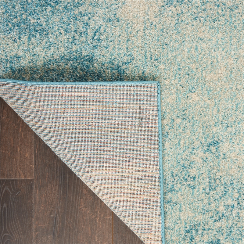 Nourison Passion 10' Runner Navy Light Blue Fabric Modern Area Rug (10' Runner)