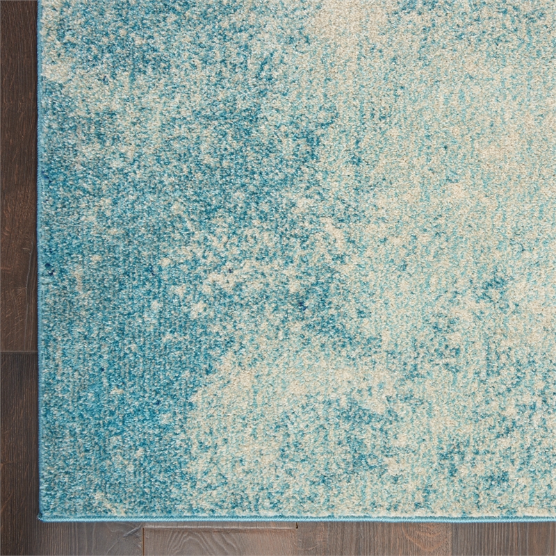 Nourison Passion 10' Runner Navy Light Blue Fabric Modern Area Rug (10' Runner)