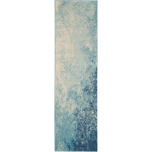 Nourison Passion 10' Runner Navy Light Blue Fabric Modern Area Rug (10' Runner)