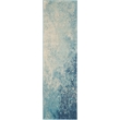 Nourison Passion 10' Runner Navy Light Blue Fabric Modern Area Rug (10' Runner)