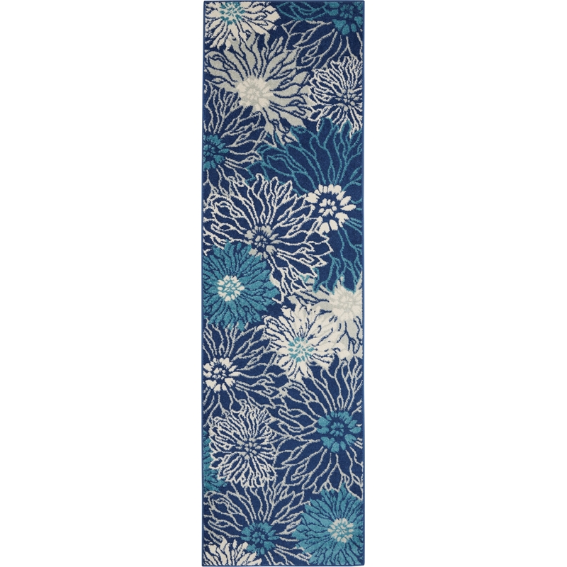 Nourison Passion 10' Runner Navy Fabric Contemporary Area Rug (10' Runner)