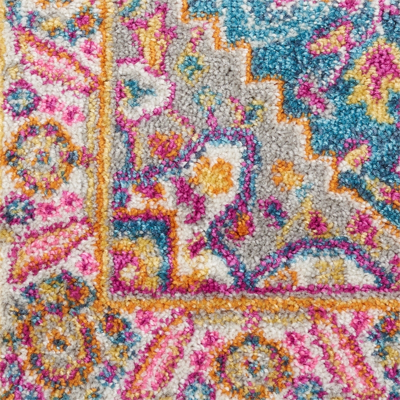 nourison passion 8' runner teal multicolor fabric bohemian area rug (8' runner)
