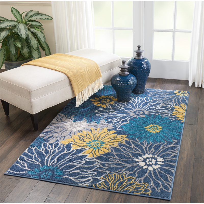 Nourison Passion 4' x 6' Blue Fabric Contemporary Area Rug (4' x 6')