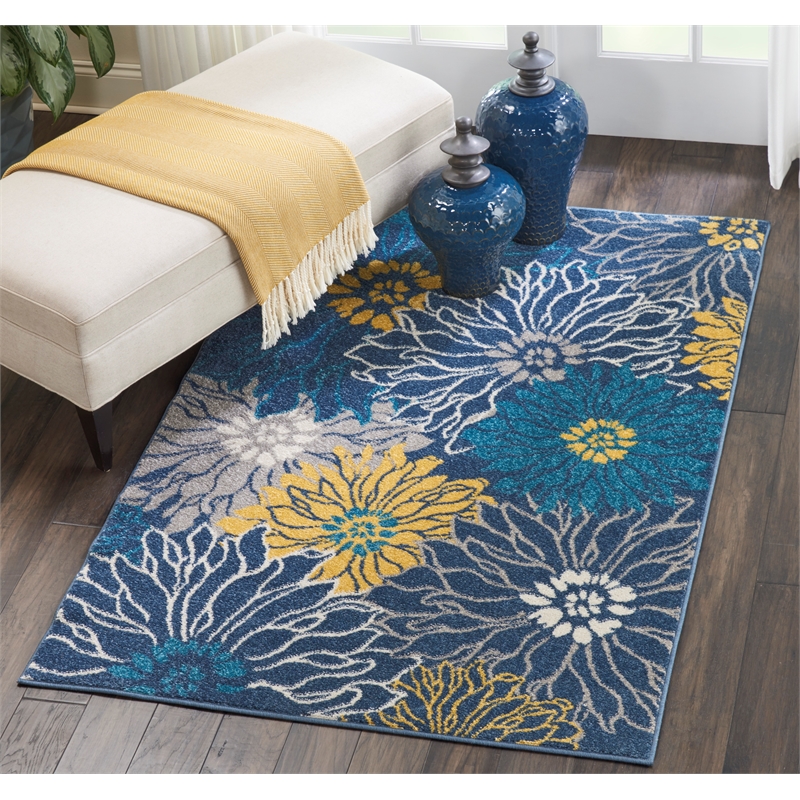 Nourison Passion 4' x 6' Blue Fabric Contemporary Area Rug (4' x 6')