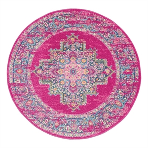 Nourison Passion 4' x Round Pink Fabric Bohemian Area Rug (4' Round)