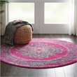 Nourison Passion 4' x Round Pink Fabric Bohemian Area Rug (4' Round)