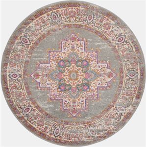 Nourison Passion 4' x Round Gray Fabric Bohemian Area Rug (4' Round)