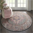 Nourison Passion 4' x Round Gray Fabric Bohemian Area Rug (4' Round)
