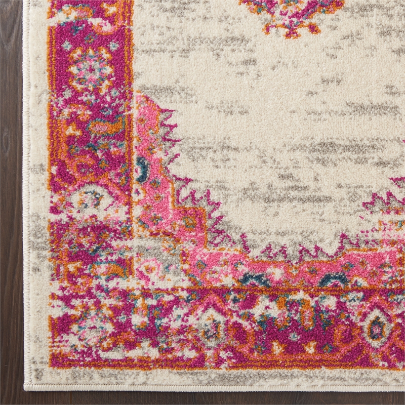 Nourison Passion 6' Runner Pink and White Fabric Bohemian Area Rug (6' Runner)