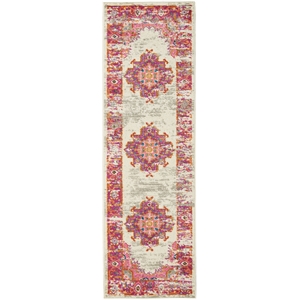 Nourison Passion 6' Runner Pink and White Fabric Bohemian Area Rug (6' Runner)