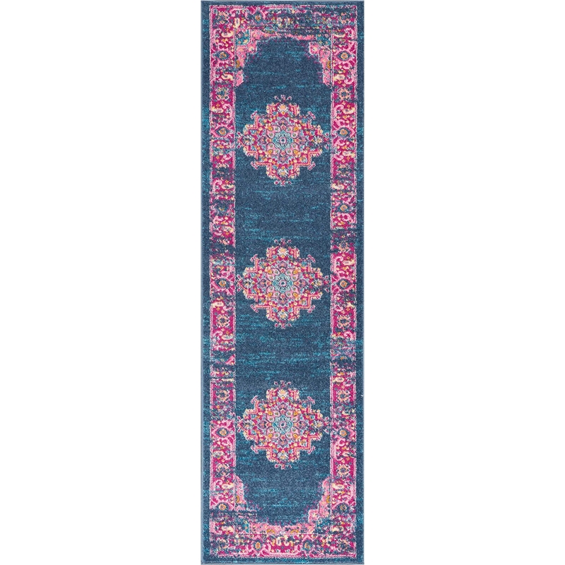 Nourison Passion 8' Runner Blue Fabric Bohemian Area Rug (8' Runner)