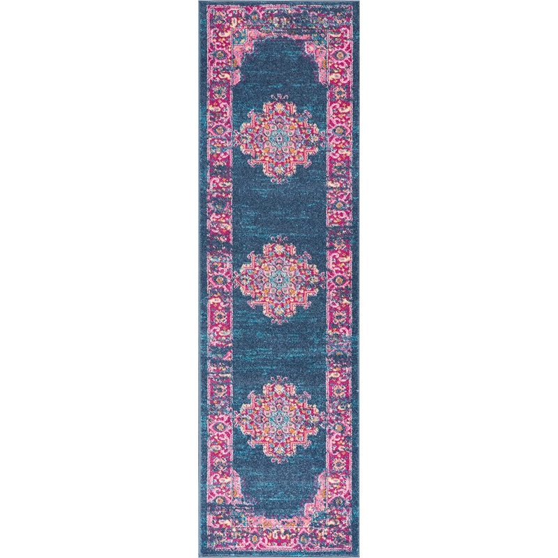 Nourison Passion 8' Runner Blue Fabric Bohemian Area Rug (8' Runner)