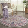 Nourison Passion 4' x Round Gray and Pink Fabric Bohemian Area Rug (4' Round)