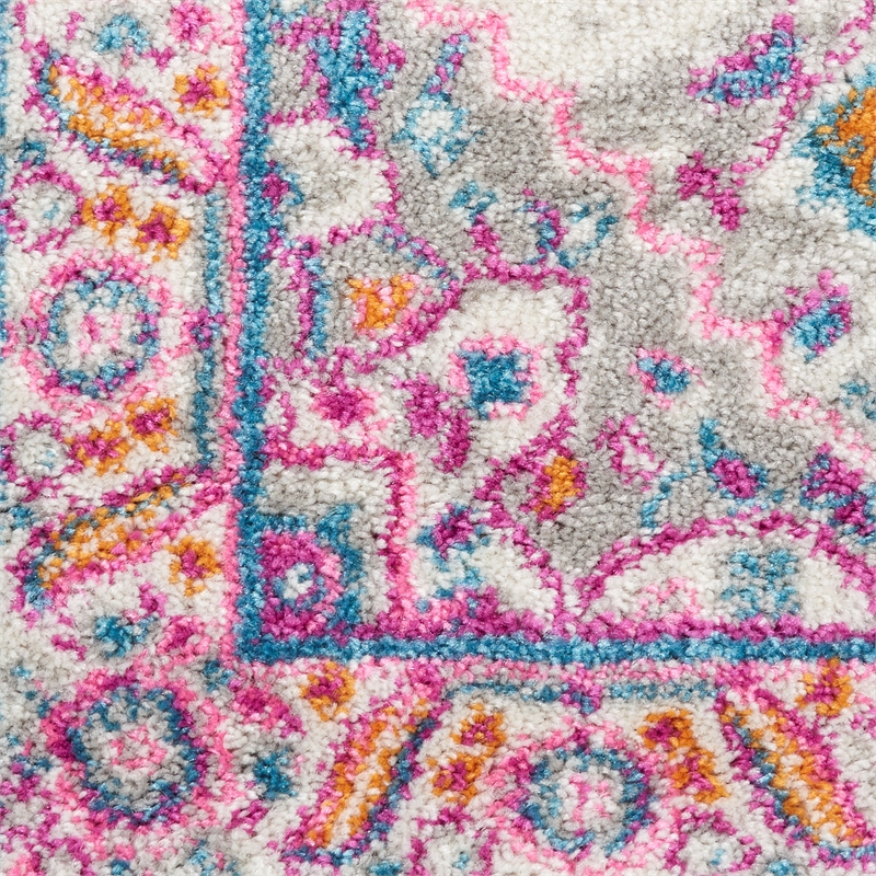 Nourison Passion 6' Runner Gray and Pink Fabric Bohemian Area Rug (6' Runner)