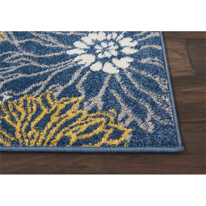 Nourison Passion 8' Runner Blue Fabric Contemporary Area Rug (8' Runner)