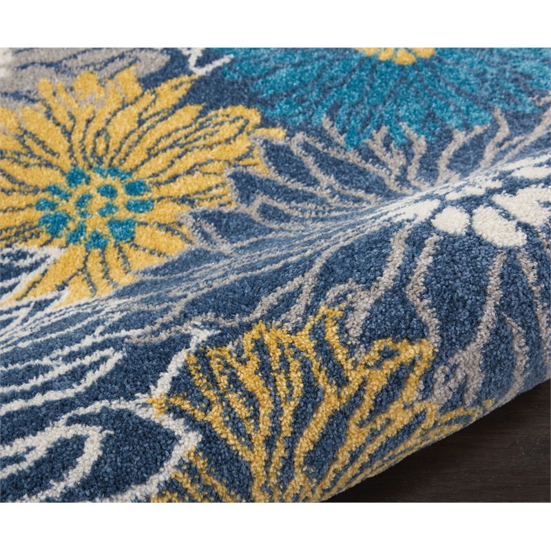 Nourison Passion 8' Runner Blue Fabric Contemporary Area Rug (8' Runner)