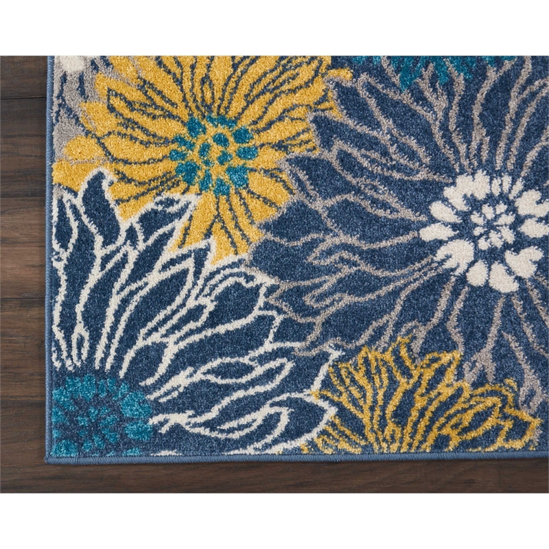 Nourison Passion 8' Runner Blue Fabric Contemporary Area Rug (8' Runner)