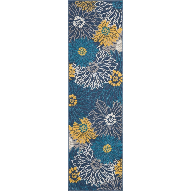 Nourison Passion 8' Runner Blue Fabric Contemporary Area Rug (8' Runner)