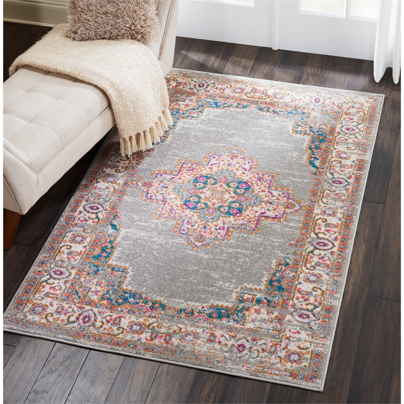 Nourison Passion 4' x 6' Gray Fabric Bohemian Area Rug (4' x 6')