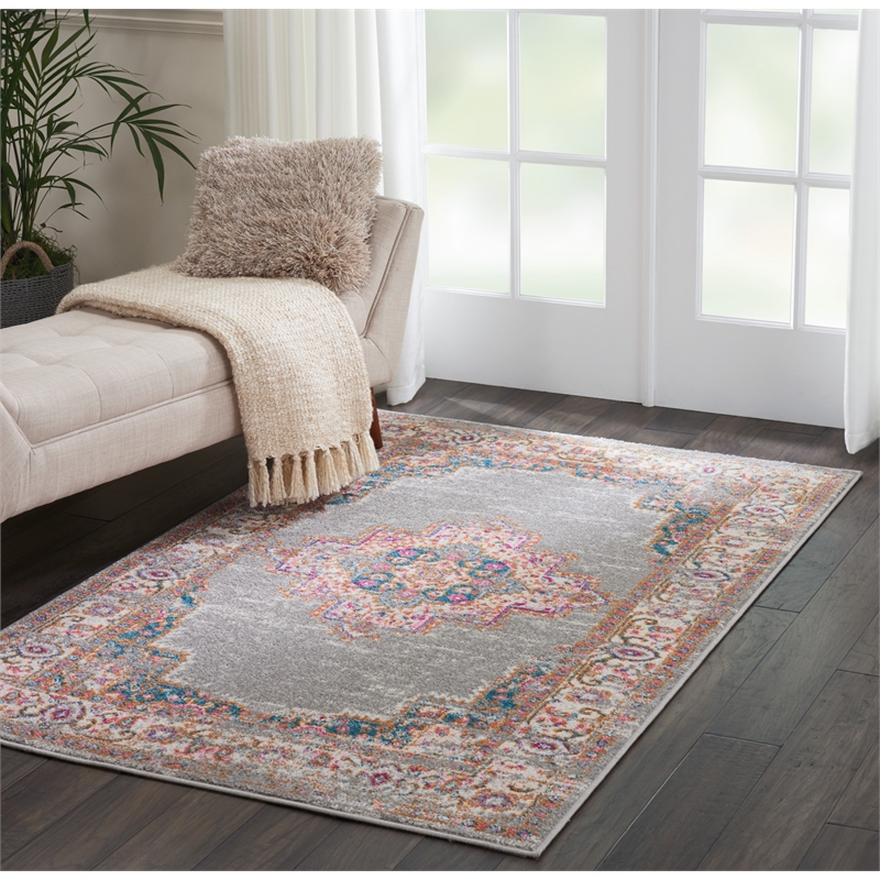 Nourison Passion 4' x 6' Gray Fabric Bohemian Area Rug (4' x 6')
