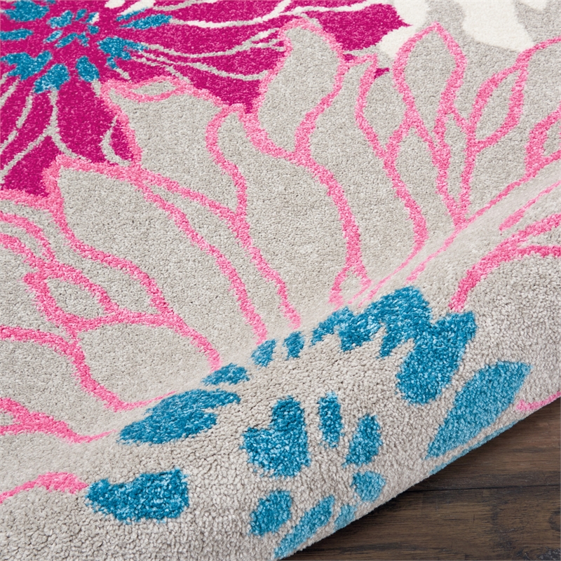 Nourison Passion 4' x 6' Pink and Gray Fabric Contemporary Area Rug (4' x 6')
