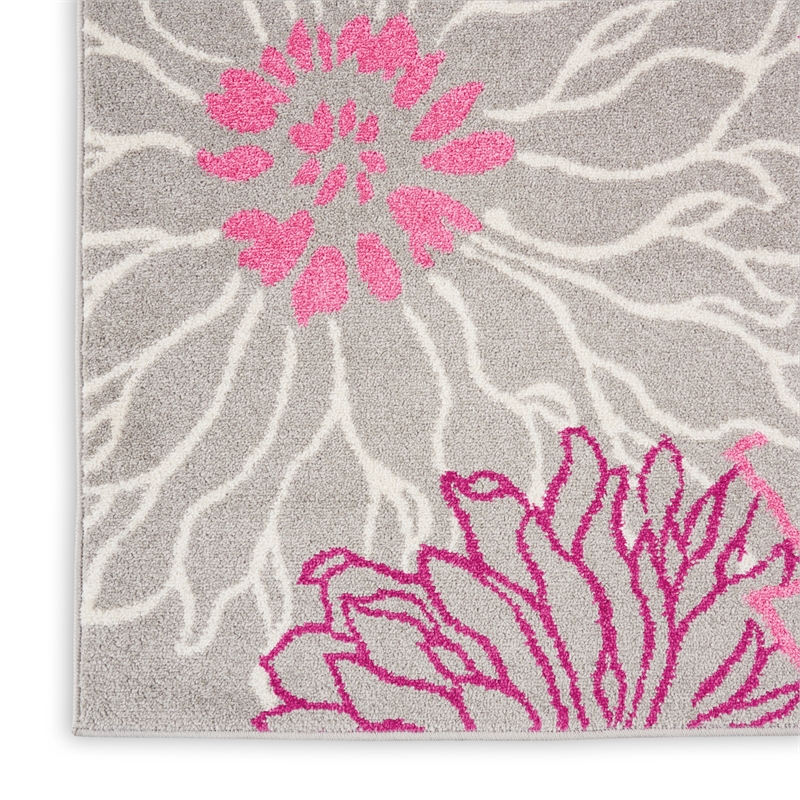Nourison Passion 4' x 6' Pink and Gray Fabric Contemporary Area Rug (4' x 6')
