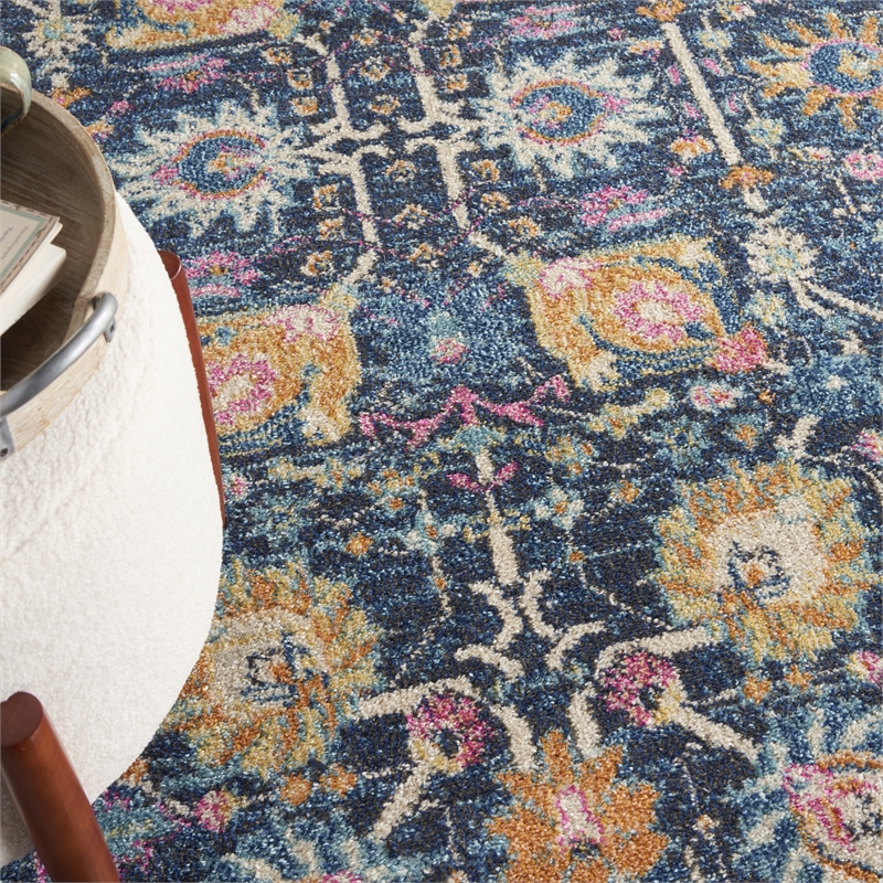 Nourison Passion 4' x Round Navy Fabric Bohemian Area Rug (4' Round)
