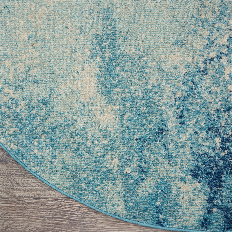 Nourison Passion 4' x Round Navy Light Blue Fabric Modern Area Rug (4' Round)