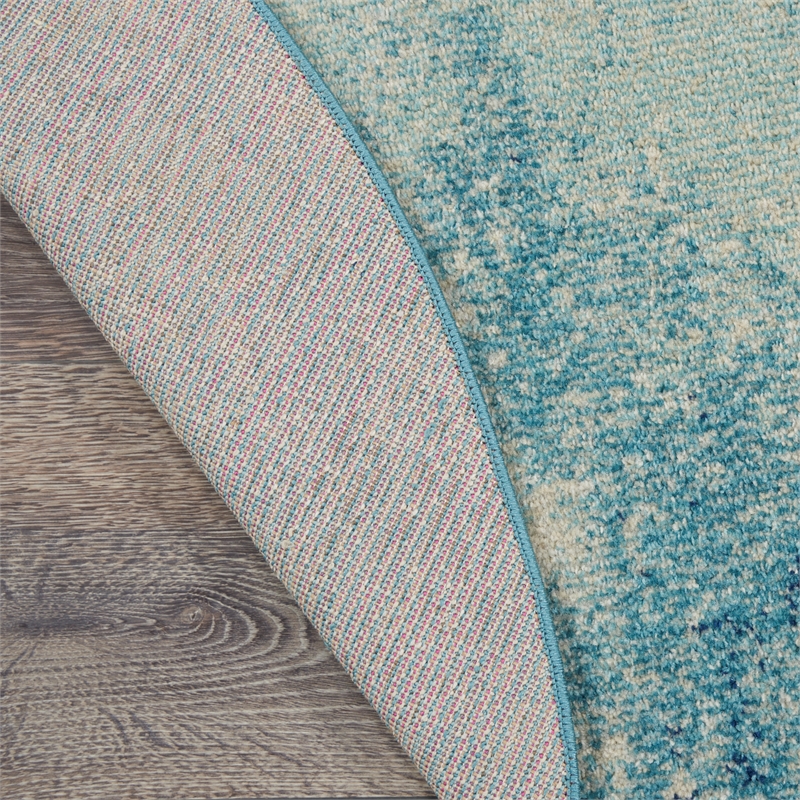 Nourison Passion 4' x Round Navy Light Blue Fabric Modern Area Rug (4' Round)