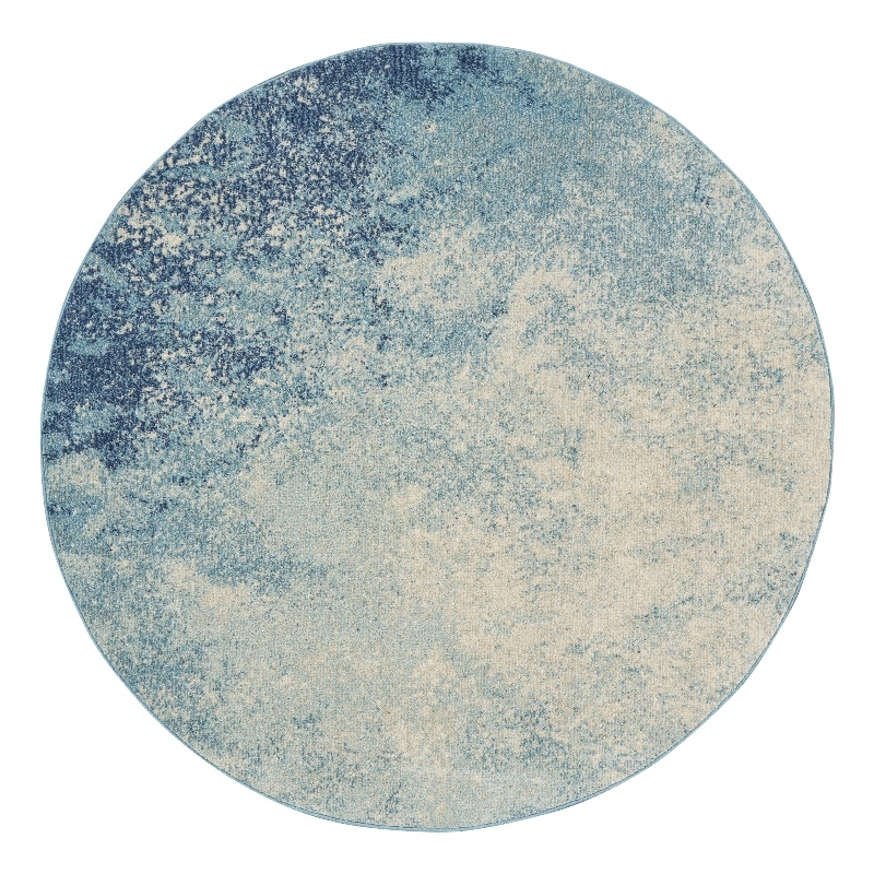 Nourison Passion 4' x Round Navy Light Blue Fabric Modern Area Rug (4' Round)