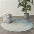 Nourison Passion 4' x Round Navy Light Blue Fabric Modern Area Rug (4' Round)