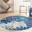 Nourison Passion 4' x Round Navy Ivory Fabric Contemporary Area Rug (4' Round)