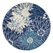 Nourison Passion 4' x Round Navy Ivory Fabric Contemporary Area Rug (4' Round)
